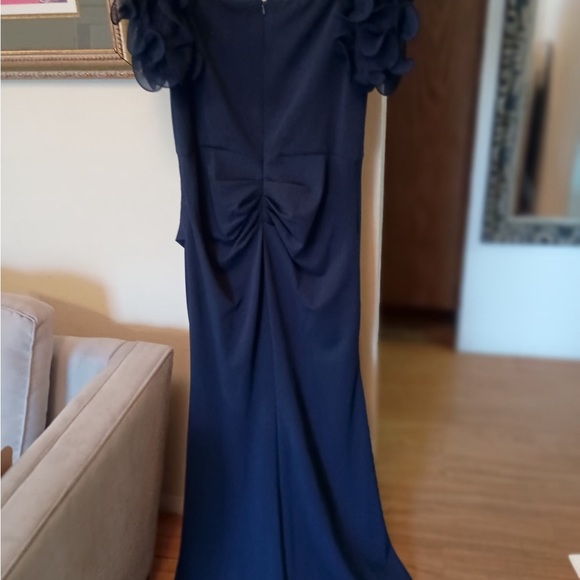 Xscape Nordstroms Navy Ruched Strapless Sheath Evening Gown - Picture 13 of 15